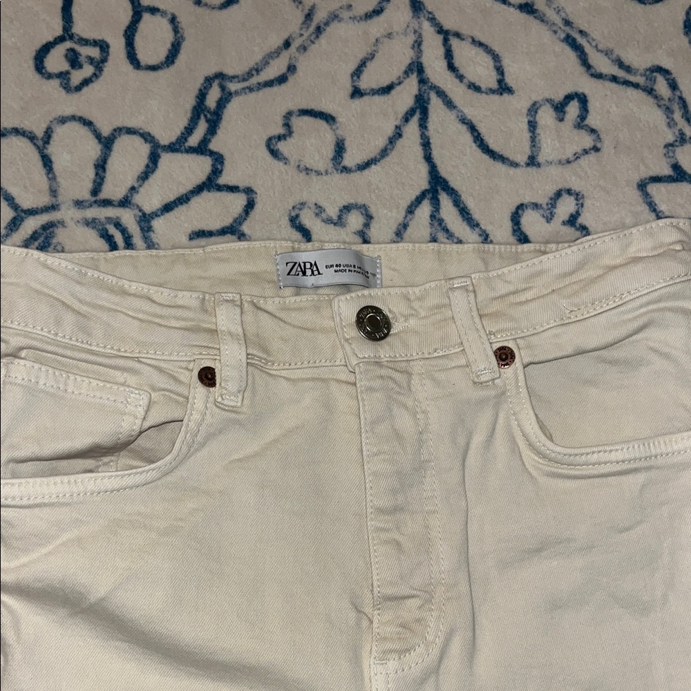 Zara Off-White Denim Pants